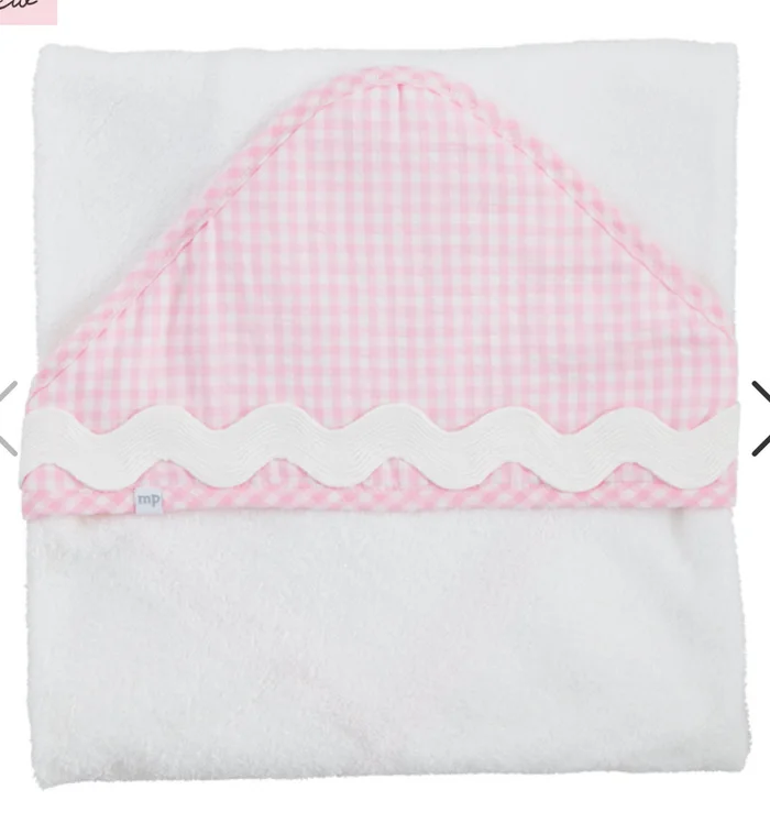 Hooded Bath Towel Pink Gingham