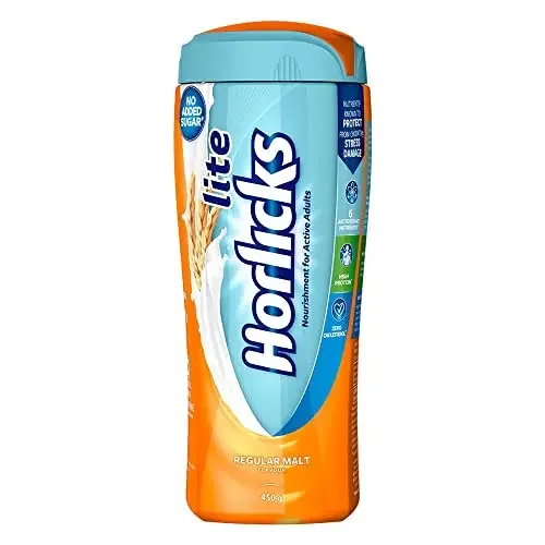 Horlicks Lite 450g, Scientifically designed for Adults High Protein, Zero added sugar Malt Flavor