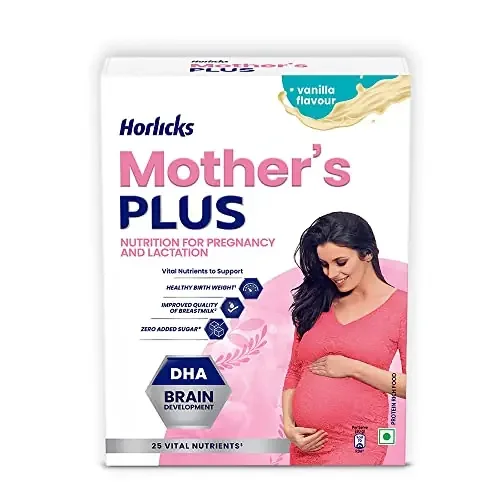 Horlicks Mother‘s Plus Vanilla Health Drink 400g Nutrition For Pregnancy & Lactation with Proteins for Healthy Birth Weight – Zero Added Sugar