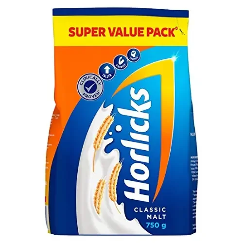 Horlicks Nutrition Drink Pouch – 750/800 g – Classic Malt – Clinically Proven to make kids Taller, Stronger, Sharper