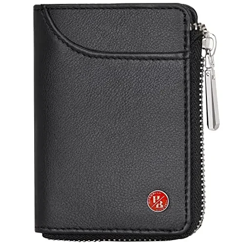 Hornbull Steve RFID Blocking Leather Wallet for Men Vertical Credit Debit Card Holder Black1 Zip Around Wallet