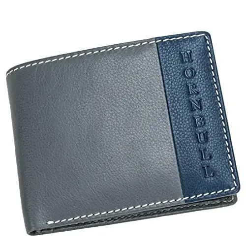 Hornbull Taylor RFID Blocking Leather Wallet for Men GryGld Two Fold Wallet