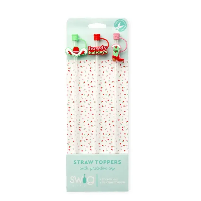 Howdy Holidays Straw Topper Set