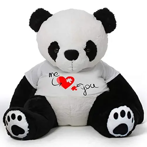 HUG ‘n‘ FEEL SOFT TOYS Big Panda 3 feet Long Wearing A Valentine Day T-Shirt Plush & Stuffed Toys (Bear 91 cm) with Free Heart Shape Pillow Panda