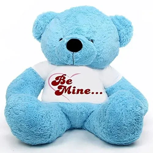 HUG ‘n‘ FEEL SOFT TOYS Soft Toys Big Teddy Bear Wearing Happy Valentine Day T-Shirt 4 feet Blue_T Shirt_Happy Valentine Day 05 Plush & Stuffed Toys