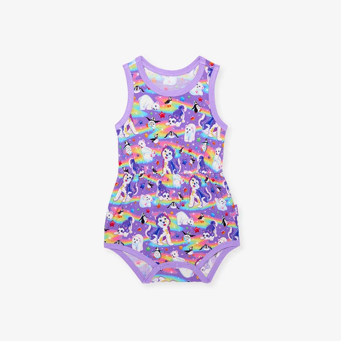 Husky Purple Sleeveless Bubble Romper | Lisa Frank® Tikanni
