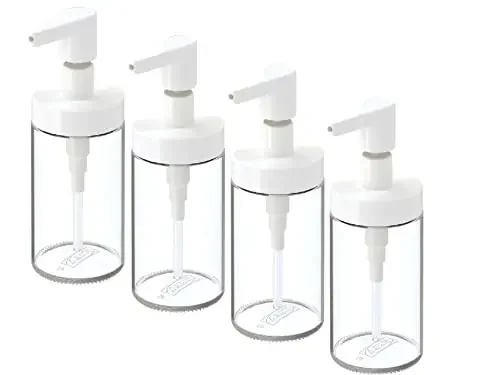 Ikea Little Loved Corner Glass Soap Dispenser Set for Bathroom Wash Basin Liquid Handwasher Dispenser Bottle with Rust-Proof Plastic Pump (Pack of 4 White)
