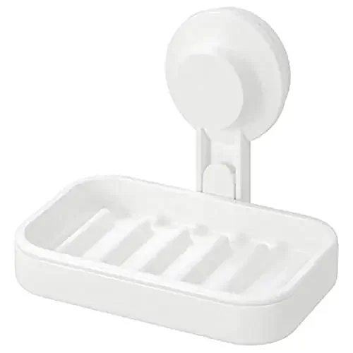 Ikea Tisken Recycled Abs Plastic Soap Dish With Suction Cup White (Length 14 Cm (5 Â½”) Width 10 Cm (4″) Max Load 3 Kg (6 Lb 10 Oz))
