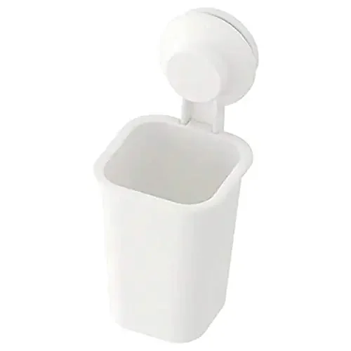 Ikea Tisken Toothbrush Holder With Suction Cup White With Tss Cotton Balls(5 PiecesRecycled Abs Plastic)