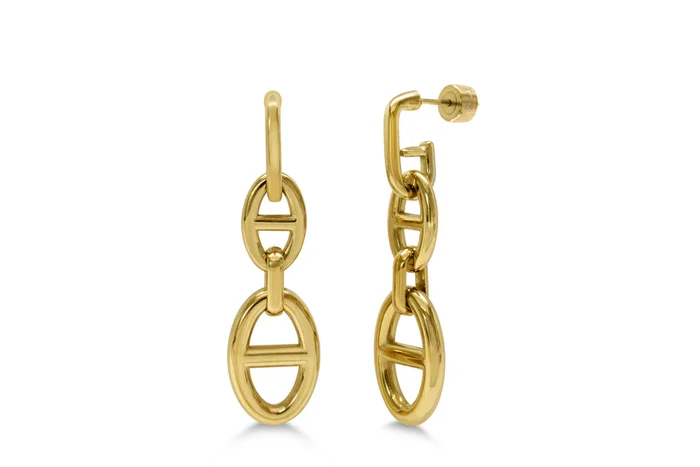 Isla Mariner Chain Link Gold Drop Earrings