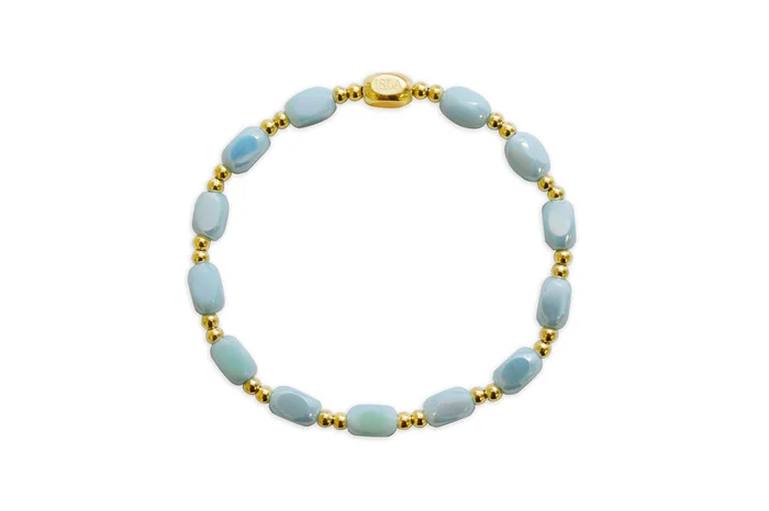 Isla Waterproof All In Gold Sky Blue Stacker Bracelet