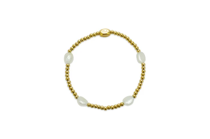 Isla Waterproof Here & There Pearl Gold Bracelet