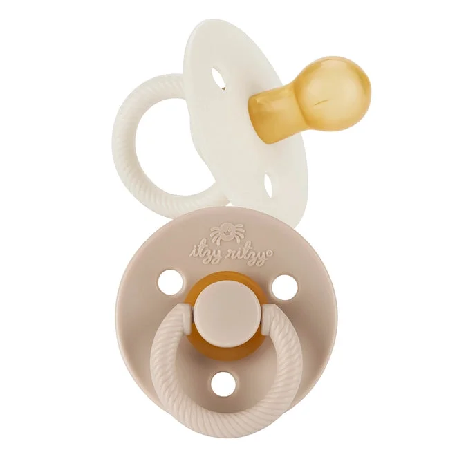 Itzy Soother™ Natural Rubber Paci Sets – Coconut + Toast
