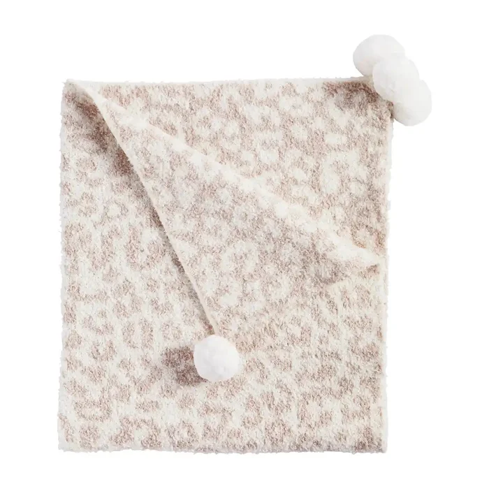 Ivory Chenile Leopard Blanket