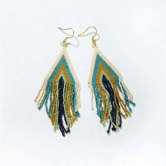 Ivory Teal Citron Mint Navy Stripe Luxe Earring
