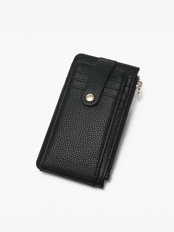 Jen & Co Mae Multi-Card Wallet w/ Strap Snap Closure-Black