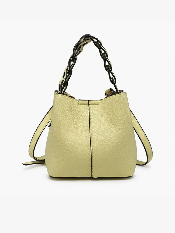 Jen & Co Nora Braided Handle Bucket Bag-Pale Yellow