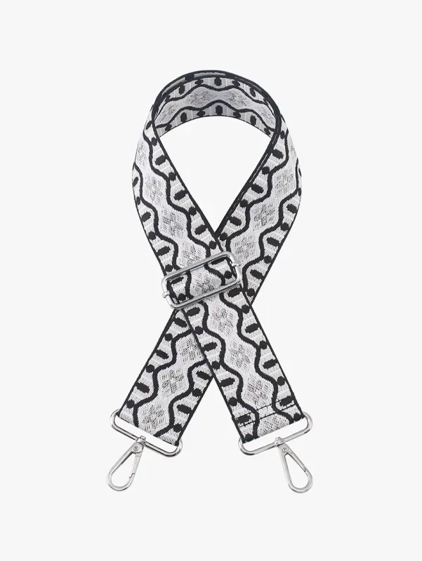 Jen & Co Wave Guitar Strap-Black/White