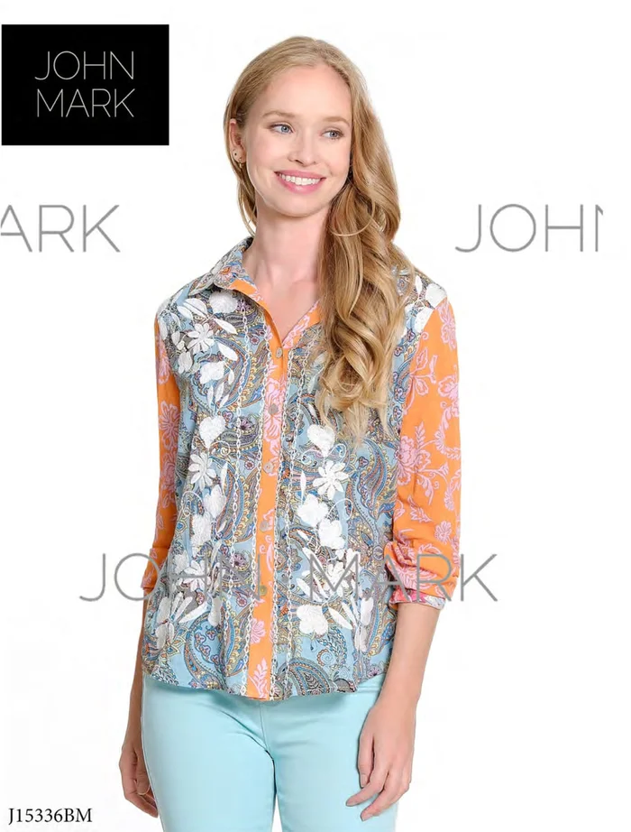 John Mark Embroidery Multi Button Front