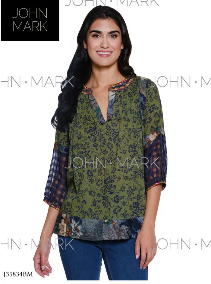 John Mark Peasant Tunic Moss Green