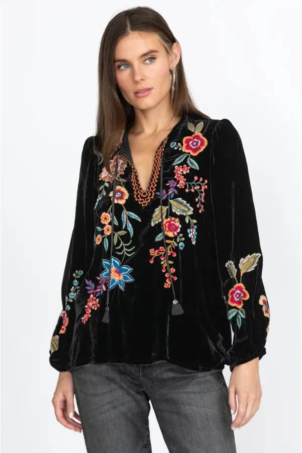 Johnny Was Ardell Velvet Relaxed Blouse-Black