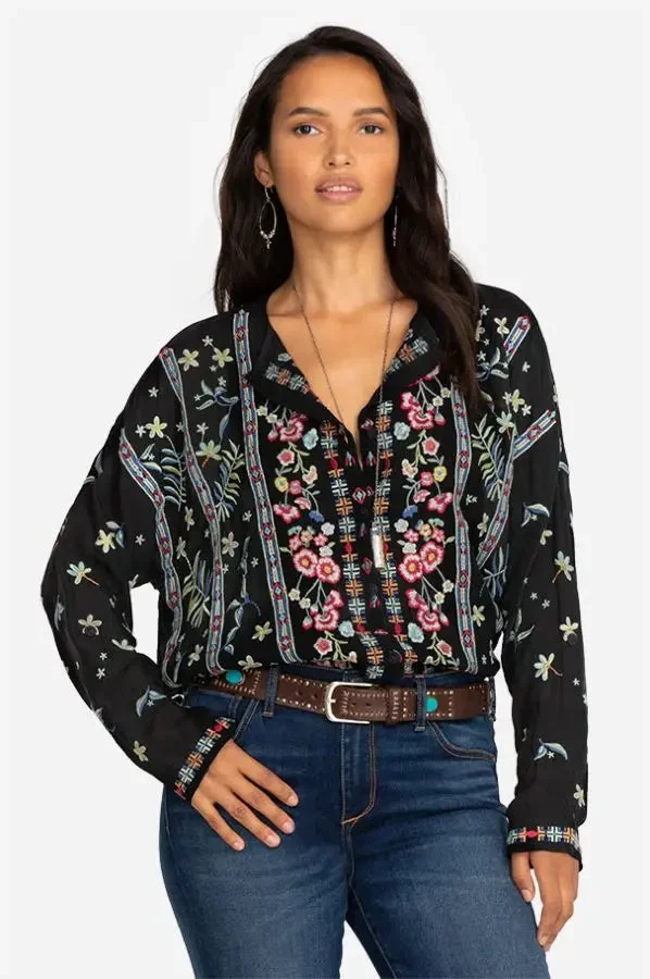 Johnny Was Striped Garden Blouse (S)