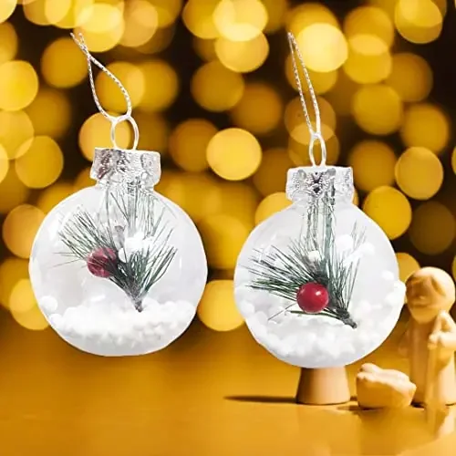 Kapoor Crafts 2 pcs Clear Glass Balls Christmas Tree Ornaments Xmas Tree hangings Christmas Tree Decoration Ornaments