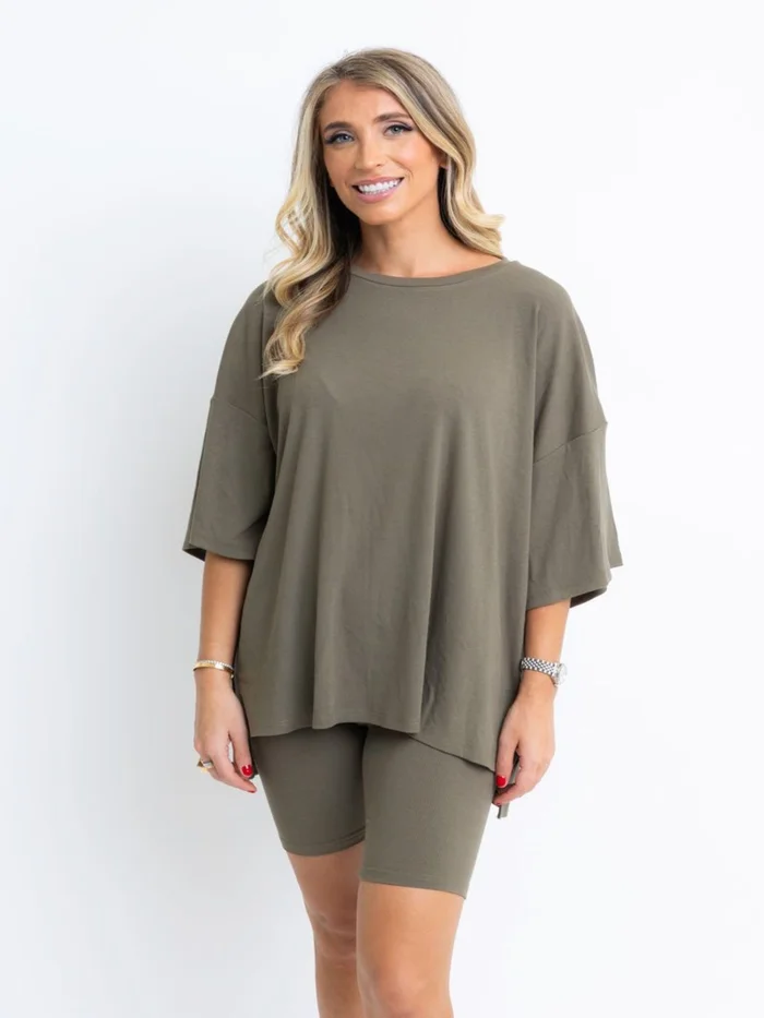 Karlie Solid Ribbed Crew Knit Tunic – Olive