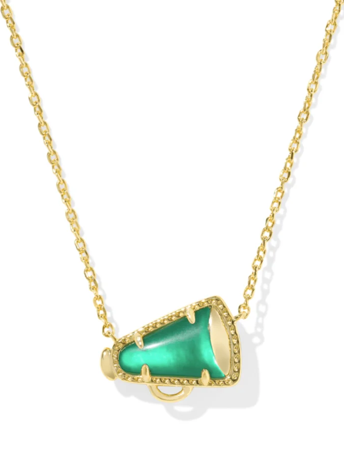 Kendra Scott Cheer Gold Short Pendant Necklace in Emerald Illusion