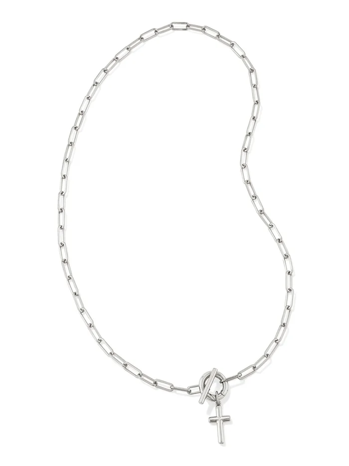 Kendra Scott Cross Link And Chain Necklace – Silver