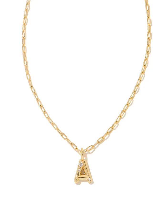 Kendra Scott Crystal Letter Short Pendant Necklace – Gold