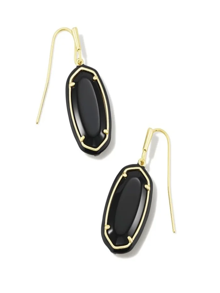 Kendra Scott Enamel Frame Drop Earrings – Gold Black Agate