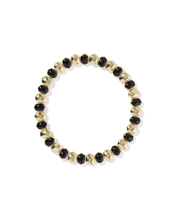 Kendra Scott Gold Daphne Enamel Stretch Bracelet in Black