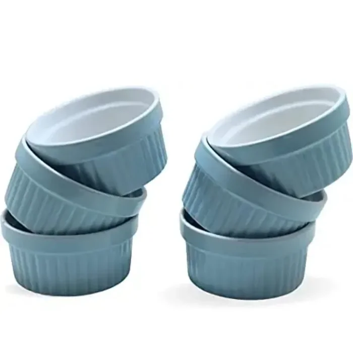 KHURJA POTTERY 200Ml Big Ceramic Ramekin Bowls Set Of 2 For Baking And Serving Cakes Creme Brulee Souffle Other Dessert 200 milliliter Orange