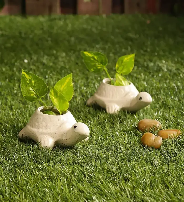 KHURJA POTTERY Animal Ceramic Planter Ceramic Pots for Indoor Plants Mini Planters Set of 2 Succulent Pot Plant Not Included – TRT S/2