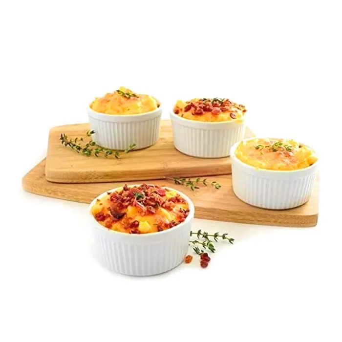 KHURJA POTTERY Bone China Solid Bowl Set – 100 ml 4 Pieces White