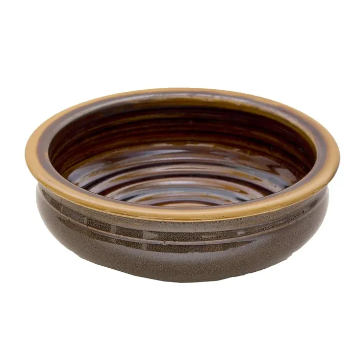 KHURJA POTTERY Cearmic Breakfast & Snacks Serving Bowl Handmade Donga Hand Painted Brown 840 ML