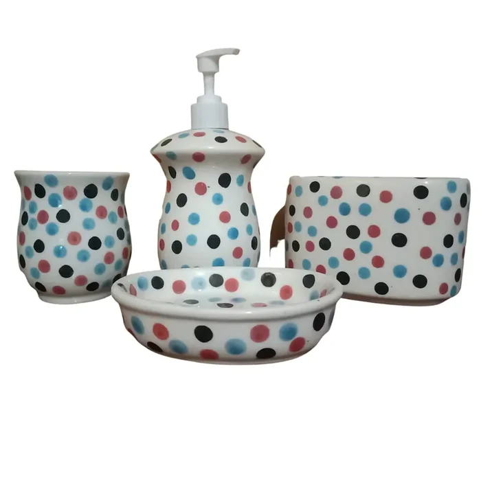 KHURJA POTTERY Ceramic Bathroom Set of 4 (X10062ORT)