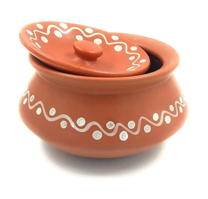KHURJA POTTERY Ceramic Handi with lid Curd Setter Pot Biryani Serving – 250ml MTTE