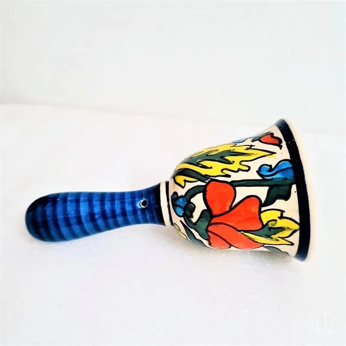 KHURJA POTTERY Ceramic Handmade and Painted Multicolored Bell for Home and Office Decoration 1 Piece
