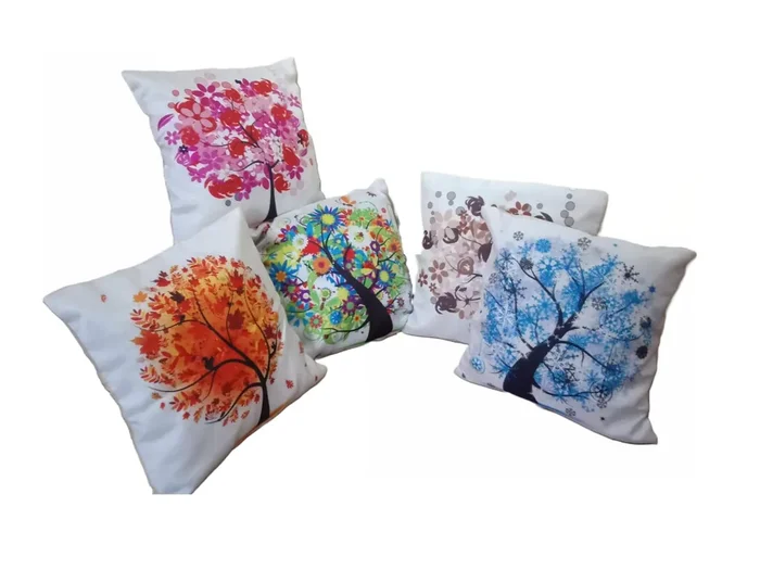 KHURJA POTTERY Cushion Cover Jute Cushion Cover White 16 X 16 Inches (Set of 5)