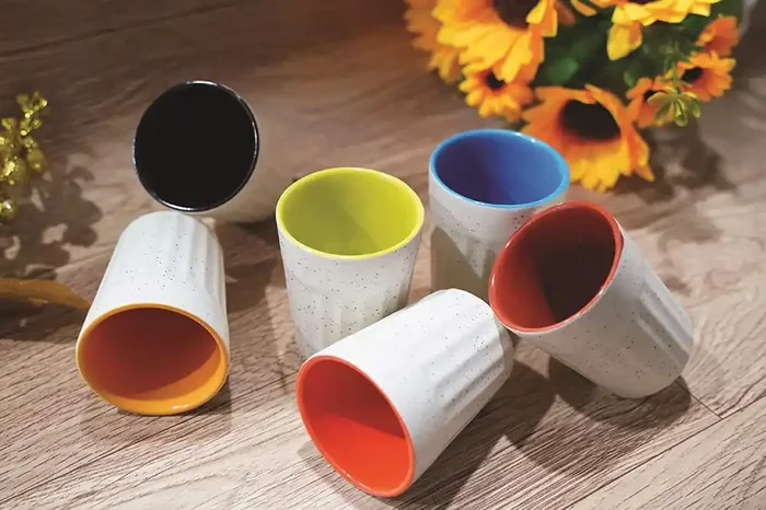 KHURJA POTTERY Tea Cutting Chai Cups Kullads Glasses Ceramic Set of 6 Khulhads (Handcrafted White Matte) Microwave Safe – Dishwasher Safe