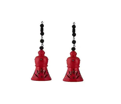 KHURJA POTTERY Terracotta Decorative Hanging Bell Showpiece (RED)