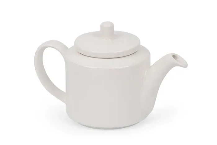 KHURJA POTTERY White 1 Piece 1000ml Porcelain Tea Pot or Sauce Boat with Lid and Handle Perfect for Milk Tea or Coffee