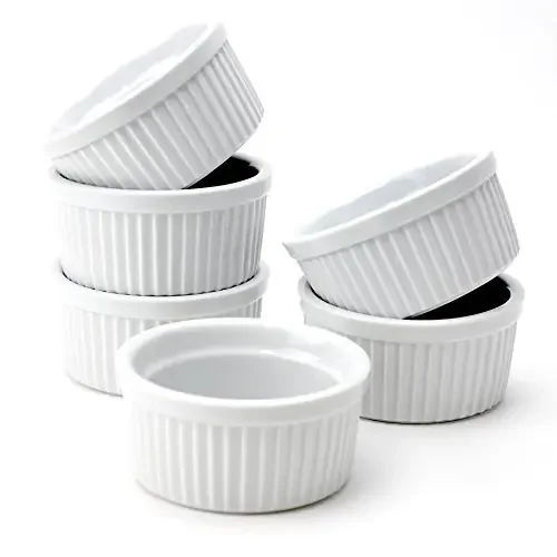KHURJA POTTERY White Bone China Solid Ramekin Bowls for Baking or Serving- 150 ml 4 Pieces