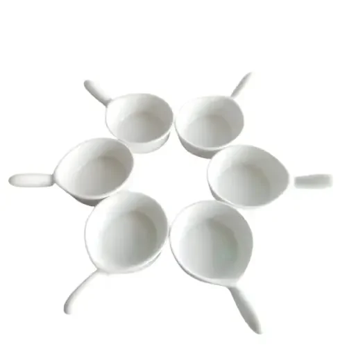 KHURJA POTTERY White Ceramic Small Spoon Shape Sauce Bowl Perfect to Serve Sauce Chutney Pickle