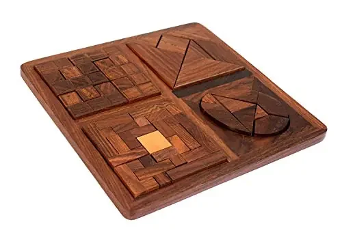 Kid‘s Wooden Puzzle Pedagogical Brain Teaser Board Games (Brown) Board Game