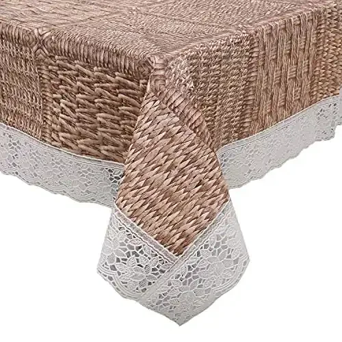 Kuber Industries Checkered Design Pvc 4 Seater Centre Table Cover (Brown) -Ctktc14358