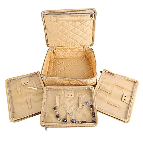 Kuber Industries Laminated Satin Locker Jewellery Kit, Gold