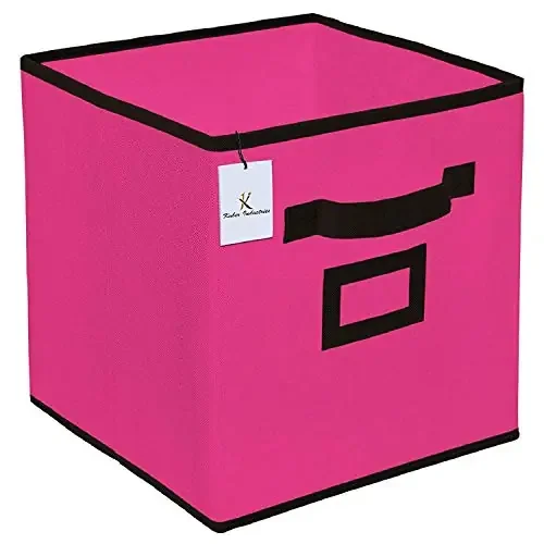 Kuber Industries Non Woven Small Foldable Storage Organiser Cubes/Boxes (Pink) – Ctktc035145